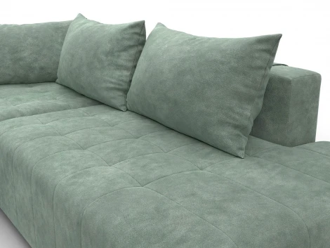 Диван угловой Лига-103 НПБ угол левый (ДСП,Брус,Фанера,Велюр/Зеленый) Лига Диванов 134825L