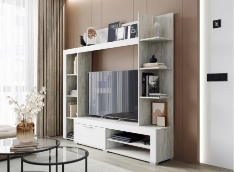 Готовая гостиная Woodville Касэль софт вайт / дуб крафт белый 547795