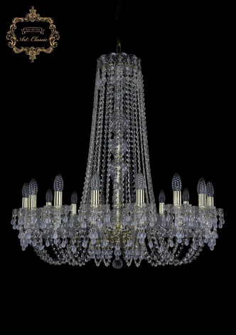 Подвесная большая люстра Art Classic 11.24 11.24.16.300.h-86.Gd.V0300 (220V, хрусталь, на цепи, подсвечник, свеча)