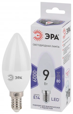 Лампочка светодиодная E14 9W ЭРА LED B35-9W-860-E14