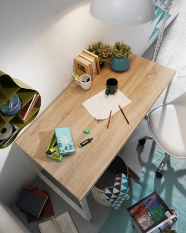 Компьютерный стол La Forma (ex Julia Grup) Talbot (Белый/ Сталь,МДФ,Металл,Шпон)