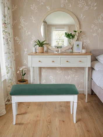 Банкетка Вивальди М с ящиком белый, ткань зеленый Mebelik 009391