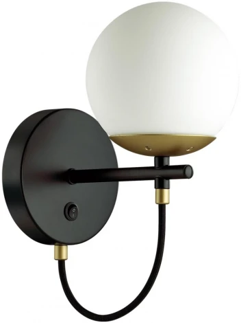 Бра с выкл. Randi 5212/1W черный, золотой E27 60W (220V, шар)