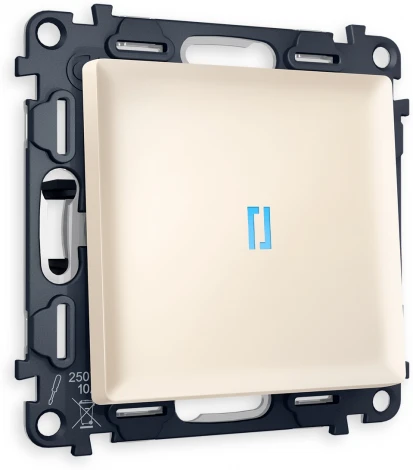 Комплект механизма Ambrella Volt 1-клавишного проходного выключателя с подсветкой 10000K ALFA MA322040 Бежевый матовый QUANT