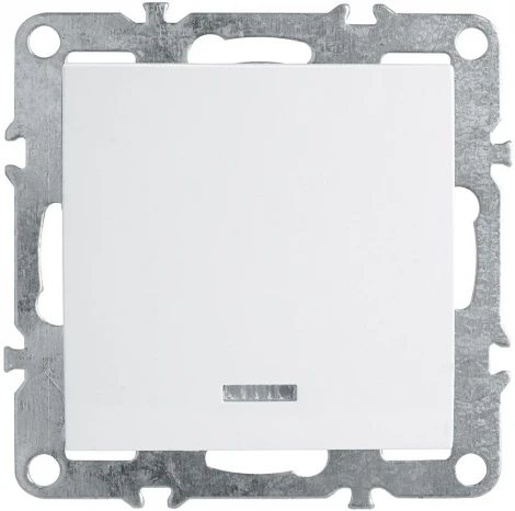 Выключатель одноклавишный с подсветкой (белый) Stekker Эрна 39309