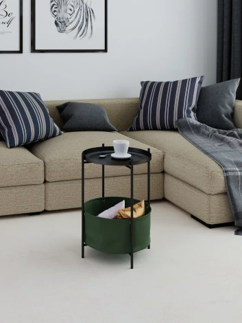 Стол журнальный Элдей рогожка хаки/черный Mebelik 009758