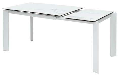 Стол CORNER 120 HIGH GLOSS STATUARIO керамика/ белый каркас