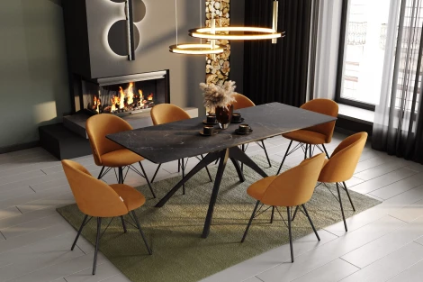 Стол раскладной Sheffilton SHT-T76 Серый мрамор/черный 4278266902