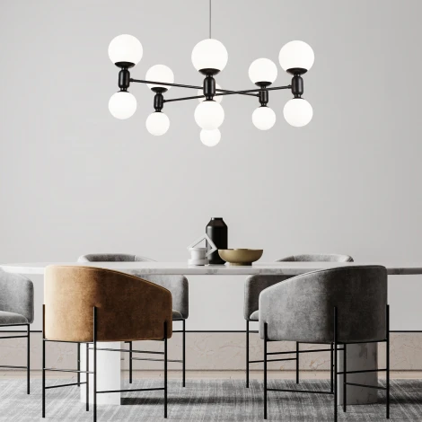 Подвесной светильник Wi-Fi Eurosvet Bubble 30182 черный (220V, управление смартфоном, голосовое управление, умный дом - Minimir Home, Алиса, Маруся, Салют, на тросе, шарики)