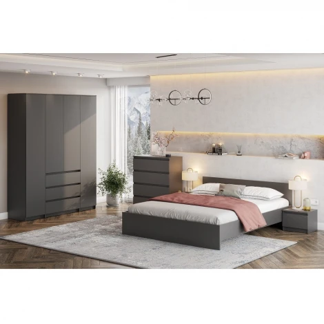 Шкаф Арника для одежды и белья 4х дверный Денвер, графит