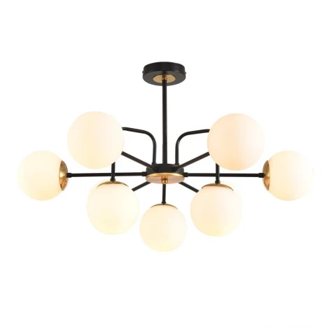 Потолочная люстра на штанге Lumion Elrona 8375/9C черный/латунь/белый, металл/стекло E27 9*60W 220V