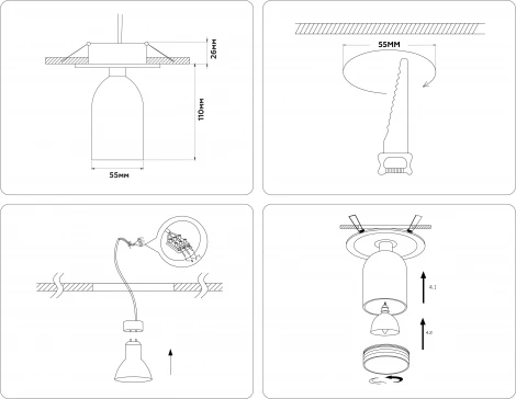 Встраиваемый точечный светильник с поворотным механизмом Ambrella Techno Spot TA1272 (220V, круглые)