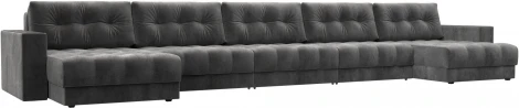 Диван П-образный с декором Лига-049 НПБ Мегалонг Лига Диванов (Велюр) арт.128542