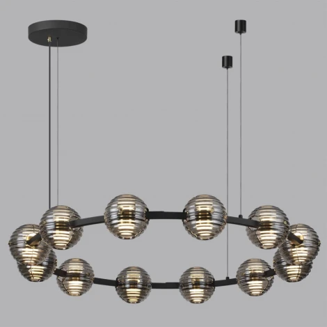 Подвесной светильник Odeon Light Troni LED 5041/120L черн./золото/дымчатый/металл/стекло 120W 4000К 9364Лм (220V, на тросе, шарики)