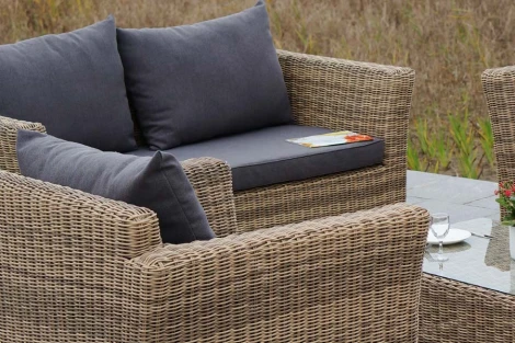 Лаунж-зона из искусственного ротанга, цвет соломенный 4SIS Капучино Дабл KDS3S2CT-5-SET