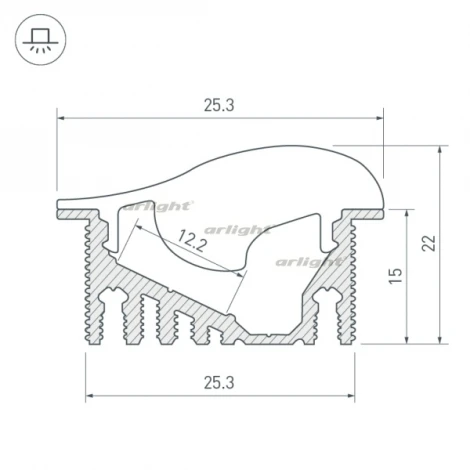 Профиль с экраном ALU-ASYMETRIC-2000 ANOD+FROST LENS (Алюминий) 019270 Arlight