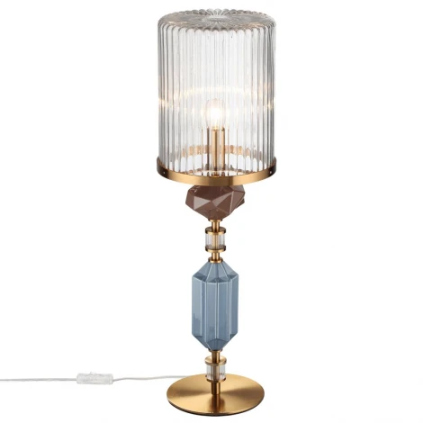 Настольная лампа с выключателем Odeon Light Terra 5414/1T античная бронза/коричневый/синий/металл/керамика E14 1*40W