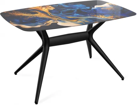 Стол Sheffilton SHT-TU30-2/TT32 118/77 стекло/МДФ черный/синий сапфир