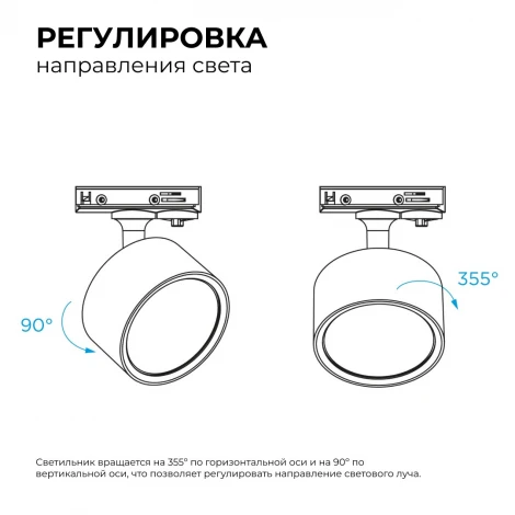 Трековый светильник однофазный под лампу 220V GX53 max 20Вт 220V черный, пластик, с адаптером Apeyron 16-74