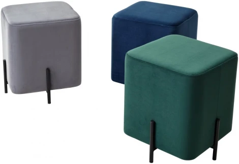 Пуф для гостиной ФЕЛИКС квадратный зеленый #19, велюр / черный каркас М-City