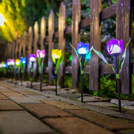 Грунтовый светильник на солнечной батарее Uniel USL-C-453/PT305 PURPLE TULIP (LED, цветы)