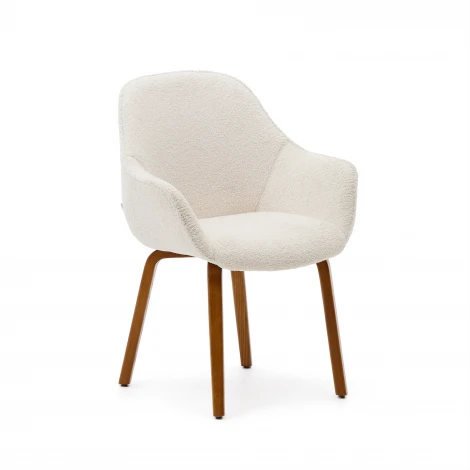 Aleli Стул из белой синели и ножками из ясеня с отделкой под орех La Forma (ex Julia Grup) арт.179266