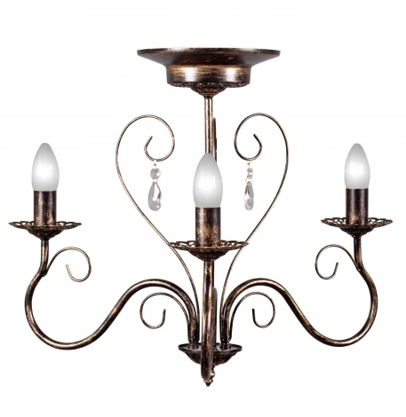 Люстра потолочная Day&Night, 3 лампы, черный с золотом и прозрачным