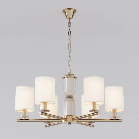 Подвесная люстра Wi-Fi Eurosvet Caprera 60146/6 латунь (220V, управление смартфоном, голосовое управление, умный дом - Minimir Home, Алиса, Маруся, Салют, на цепи)