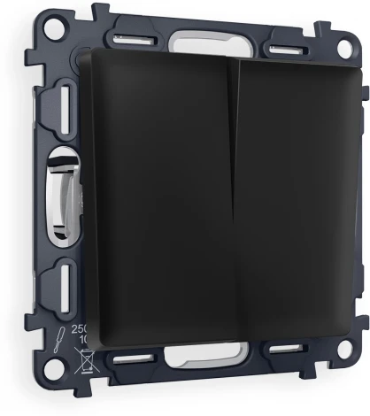 Комплект механизма Ambrella Volt 2-клавишного выключателя ALFA MA803010 Черный матовый QUANT