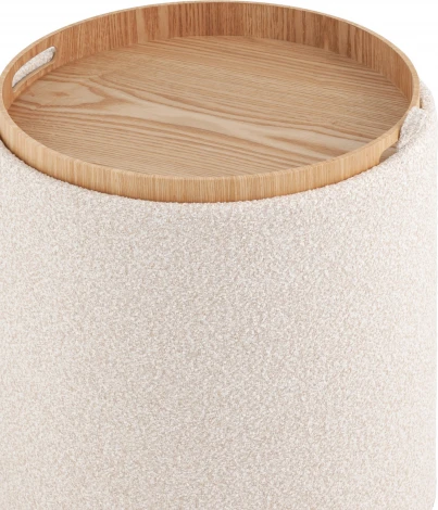 Пуф-столик с ящиком Хюгге S букле бежевый, Stool Group