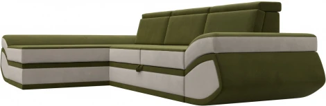 Диван угловой Лига-032 левый угол (Зеленый,Бежевый/Микровельвет) Лига Диванов арт.121653L