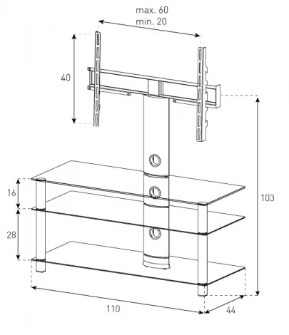 Тумба под телевизор Sonorous NEO 1103 B HBLK