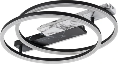 Потолочная люстра светодиодная 90Вт, с ПДУ, металл/акрил, черный/белый мрамор (регулировка яркости, 220V, круглые)