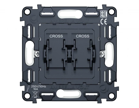 Механизм двухклавишного перекрестного выключателя встраиваемый (серый) Ambrella Volt QUANT VM125