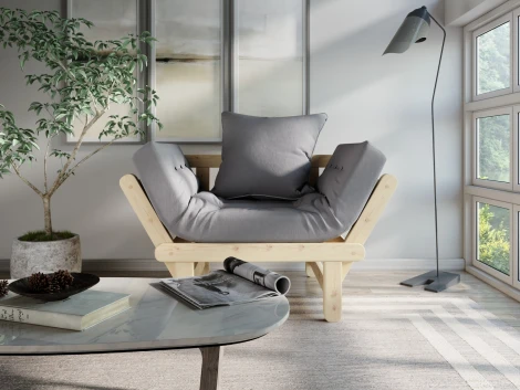 Кресло Arsko Сламбер сосна серый велюр