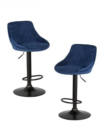 Набор 2 шт стул барный DOBRIN LOGAN BLACK (синий велюр (MJ9-117))