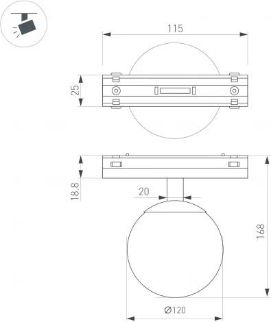 светильник магнитный MAG-VIBE-SFERO-R120-6W Warm3000 (BK, 235 deg, 48V) (Arlight, IP20 Металл) 044457