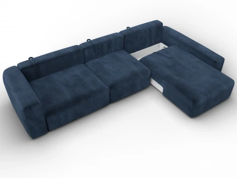 Диван угловой Лига-066 НПБ Лонг угол правый (ЛДСП,Фанера,Брус,Велюр/Синий) Лига Диванов 131227