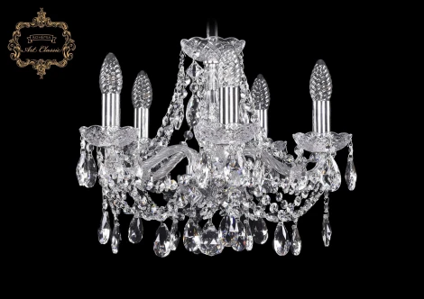 Подвесная люстра Art Classic 11.21 11.21.5.141.Cr.Sp (220V, хрусталь, на цепи, подсвечник, свеча)
