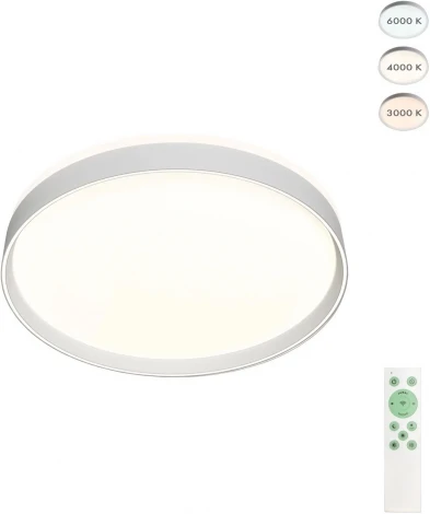 Потолочный светильник круглый Denkirs Plato DK6511-WH (регулировка яркости, LED, 220V, пульт управления, умный дом - Алиса, Smart Life, круглые)