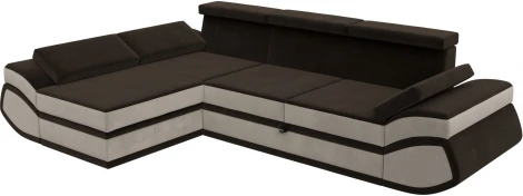 Диван угловой Лига-032 левый угол (Коричневый,Бежевый/Микровельвет) Лига Диванов арт.121654L