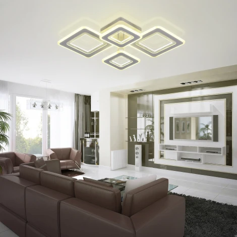 Потолочная люстра светодиодная Natali Kovaltseva Mujus LED LAMPS 81195 с пультом ДУ, моб. приложением 160W, белый, LED