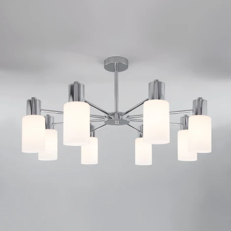 Потолочная люстра Wi-Fi на штанге Eurosvet Vegga 70160/8 хром (220V, управление смартфоном, голосовое управление, умный дом - Minimir Home, Алиса, Маруся, Салют)