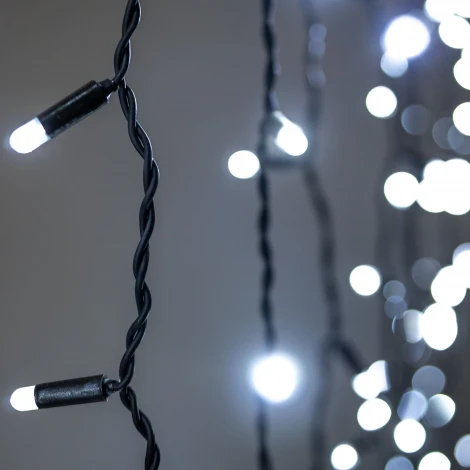 Гирлянда Занавес 2 x 3 м белый 220В, 600 LED, провод черный каучук 2,3мм, IP65 Laitcom ECO602-1-2W