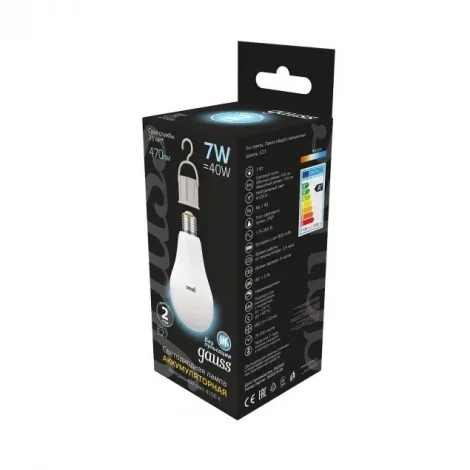 Лампочка светодиодная E27 7W 220V груша белая 4100K Gauss 102402207
