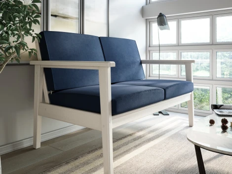 Диван Arsko прямой Лориан М беленый дуб велюр синий