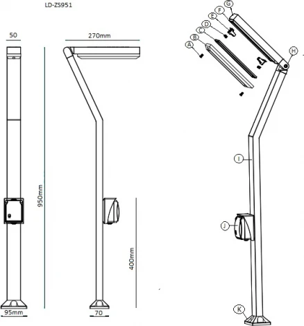 Наземный светильник с розеткой LD-Lighting LD-Z LD-ZS951 (220V, IP65)
