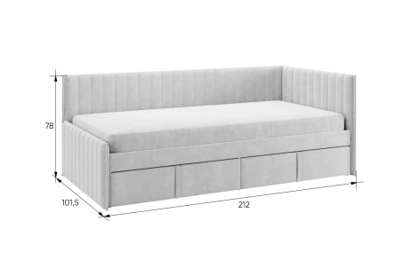 Кровать с ящиками Твикс (Тахта) 90х200 см Mebelson (ДСП,Велюр/Зеленый) арт.171564,2764