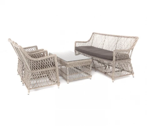 Лаунж-зона из искусственного ротанга на 4 персоны, цвет бежевый 4SIS Асти AS2C2JT-4-SET beige