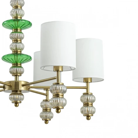 Подвесная люстра со стеклянным декором Lumion Ilmira 8337/6 бронза/белый/зеленый, металл/стекло/текстиль E14 6*40W 220V (на цепи)
